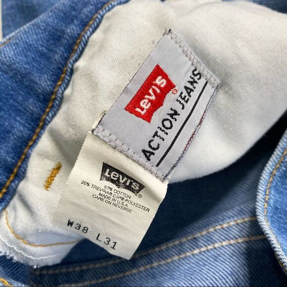 Vintage 90s Orange Tab Levi’s Action Blue Jeans Sz 38/31 - Picture 13 of 16